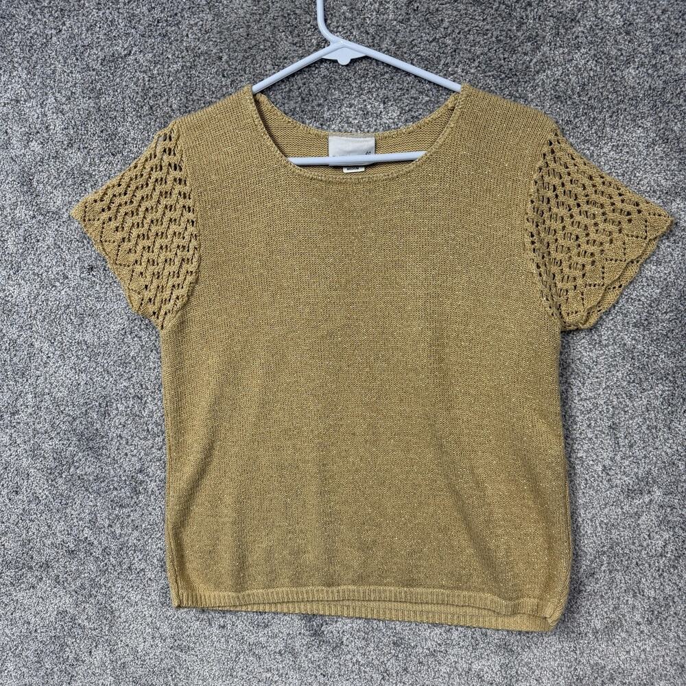 Vtg 90s Fashion Bug Sweater M Gold Mob Wife French Girl Coquette Festival Y2K